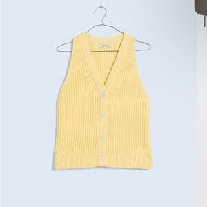NWT Madewell Cutaway Sweater Vest Pale Pineapple Yellow Size Medium